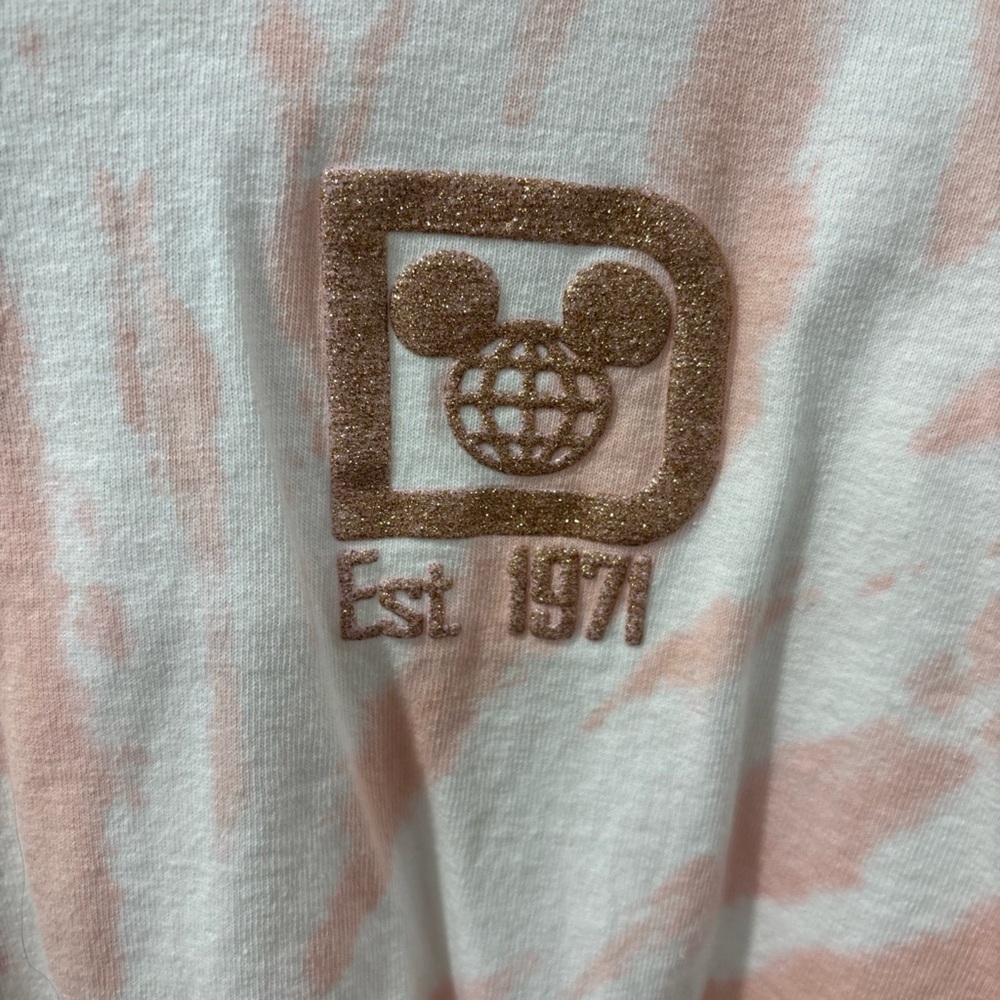 Walt Disney World Tie Dye Spirit Jersey Size XL Pink/White/Rose Gold Glitter EUC - Picture 5 of 7